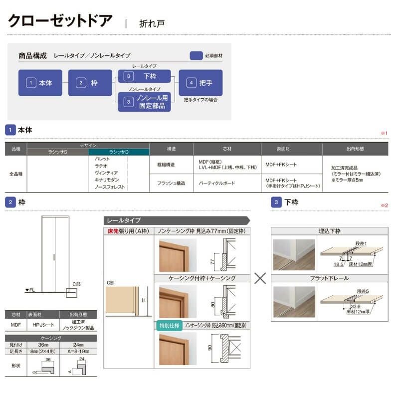 オーダーサイズ 】クローゼット扉 ドア 6枚折れ戸 ラシッサD