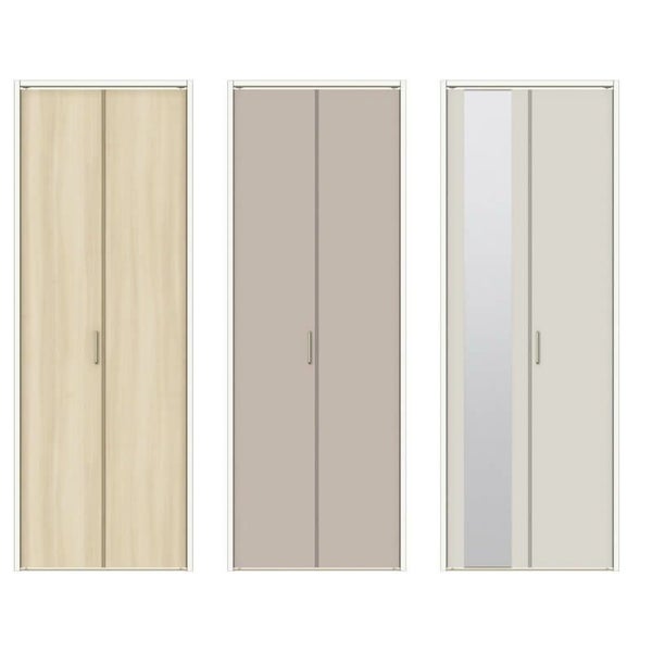 【オーダーサイズ 】クローゼット扉 ドア 2枚折れ戸 ラシッサD キナリモダン レールタイプ LAA ケーシング付枠 W542～942×H2024～2425mm ミラー付/無 DIY