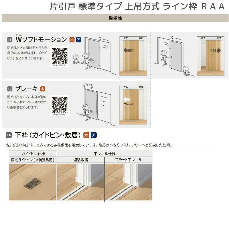 室内引戸 片引戸 標準タイプ 上吊方式 ライン枠 RAA ラフィス 1224