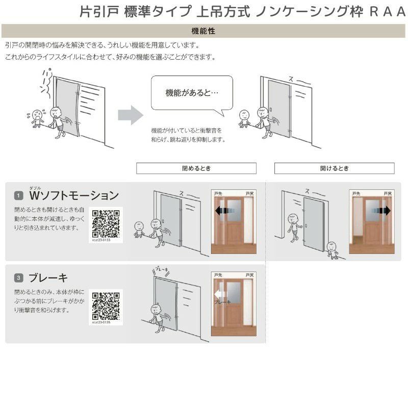 室内引戸 片引戸 標準タイプ 上吊方式 ノンケーシング枠 ラフィス RAA  1220/1320/1420/1620/1820 リクシル LIXIL Raffis 建具 リフォーム 7枚目