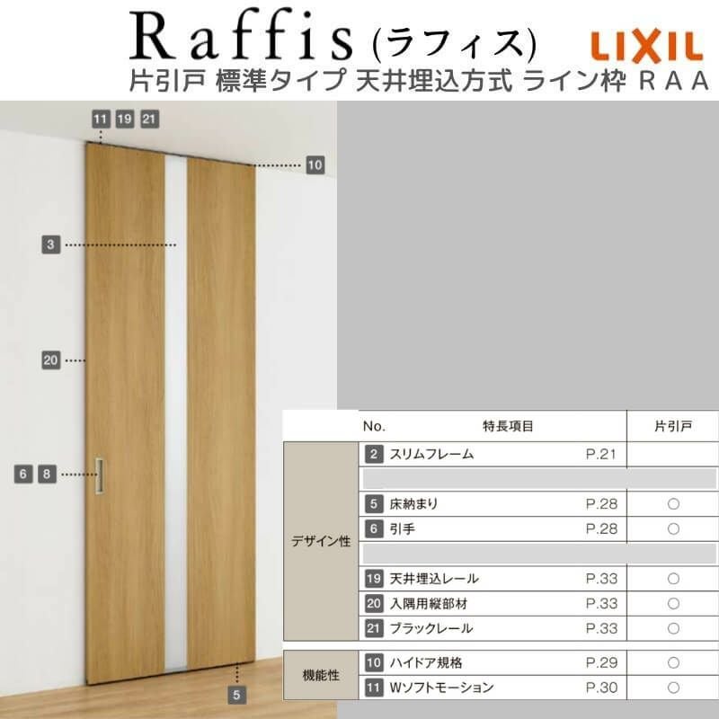 室内引戸 片引戸 標準タイプ 天井埋込方式 ライン枠 ラフィス RAA  1324/1624/1824 リクシル LIXIL Raffis 建具 リフォーム 6枚目