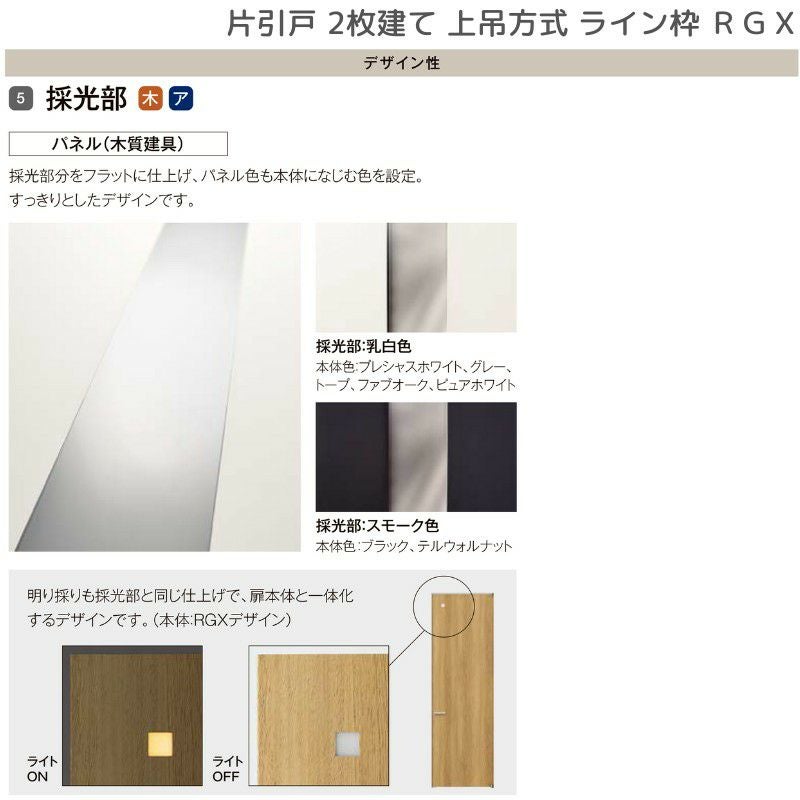 室内引戸 片引戸 2枚建 上吊方式 ライン枠 RGX ラフィス アクリル系