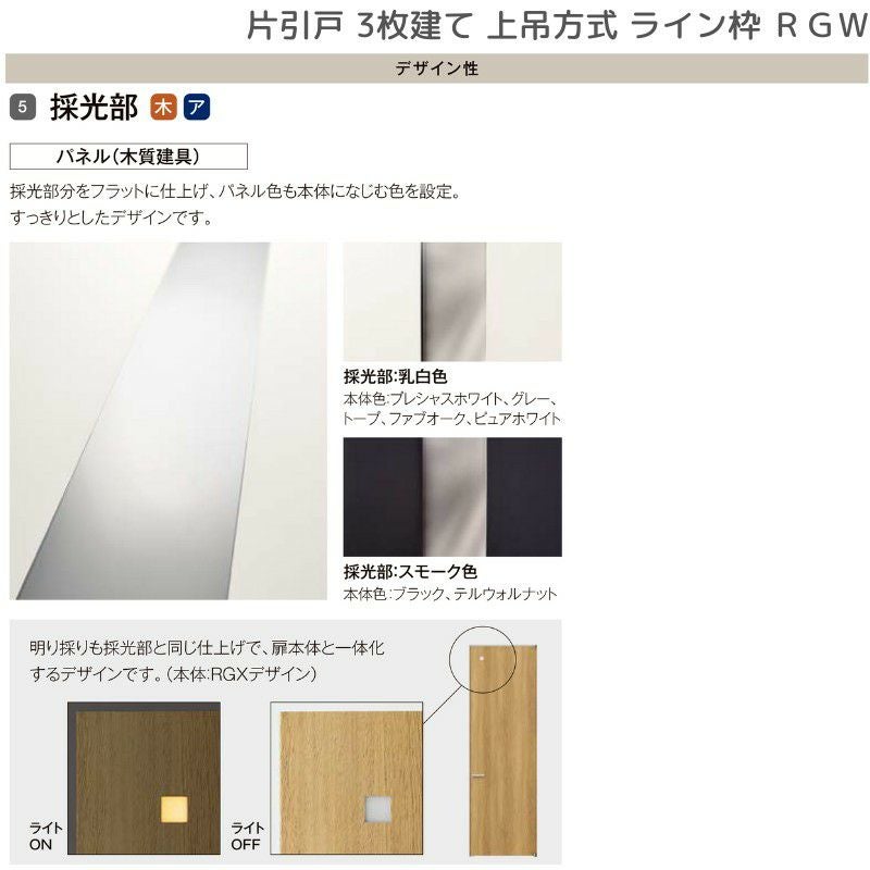 室内引戸 片引戸 3枚建 上吊方式 ライン枠 ラフィス RGW アクリル系パネル 3224 リクシル LIXIL Raffis 建具 リフォーム 8枚目