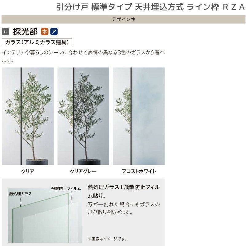 室内引戸 引分け戸 天井埋込方式 ライン枠 ラフィス RZA アルミガラス 3224 リクシル LIXIL Raffis 建具 交換 リフォーム DIY 8枚目