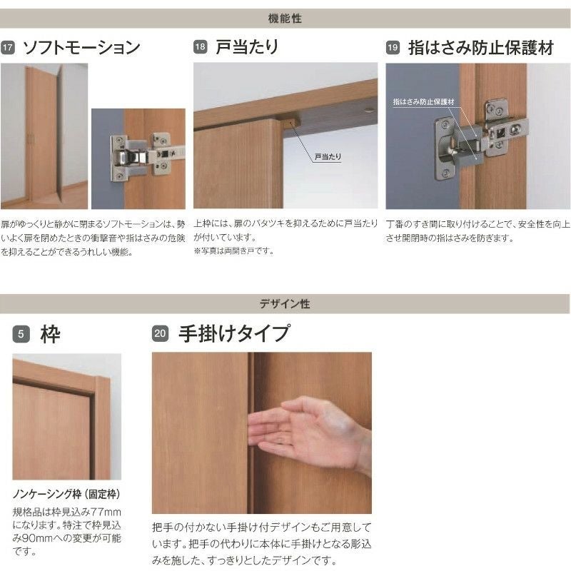 クローゼットドア 開き戸 両開き戸 ノンケーシング枠 RAD 手掛け