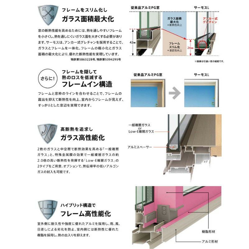 「サーモスL半外障 窓2枚 特注」 とあります 
二重サッシ 引き違い窓 W1801～2100×H1571～1650mm サーモスL 特注 オーダーサイズ
