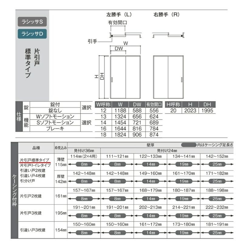 室内引戸 1220/1320/1420/1620/1820 ラシッサD ノースフォレスト V