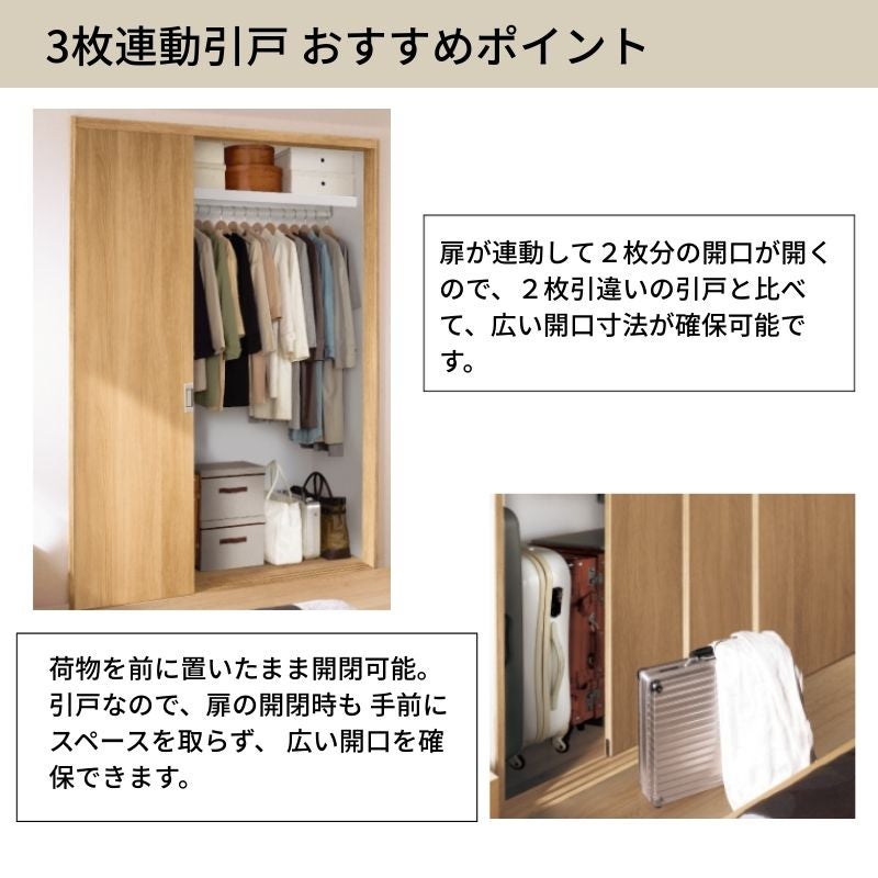 パナソニック ベリティス クローゼットドア 3枚連動引き戸 UW1708 パナソニック ベリティス クローゼットドア 3枚連動引き戸 UW1708
