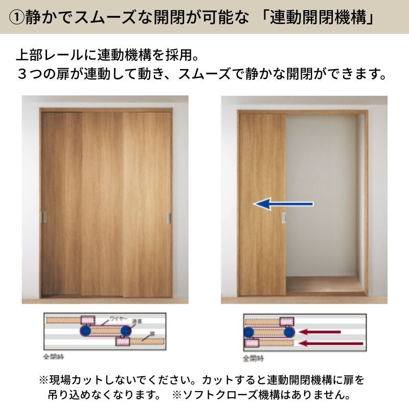 パナソニック ベリティス クローゼットドア 3枚連動引き戸 UW1708