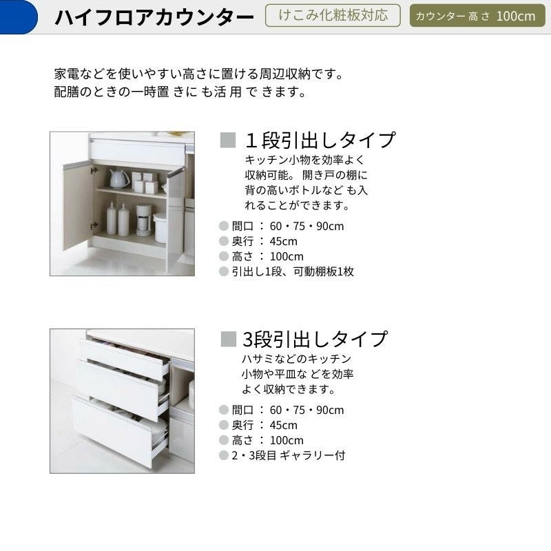 納期遅延】 カップボード ラクエラ 間口180cm(60+60+60cm) ハイフロア