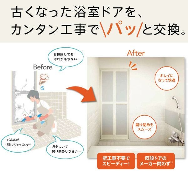浴室ドア アタッチメント工法 リフォーム浴室中折れドア 特注寸法 