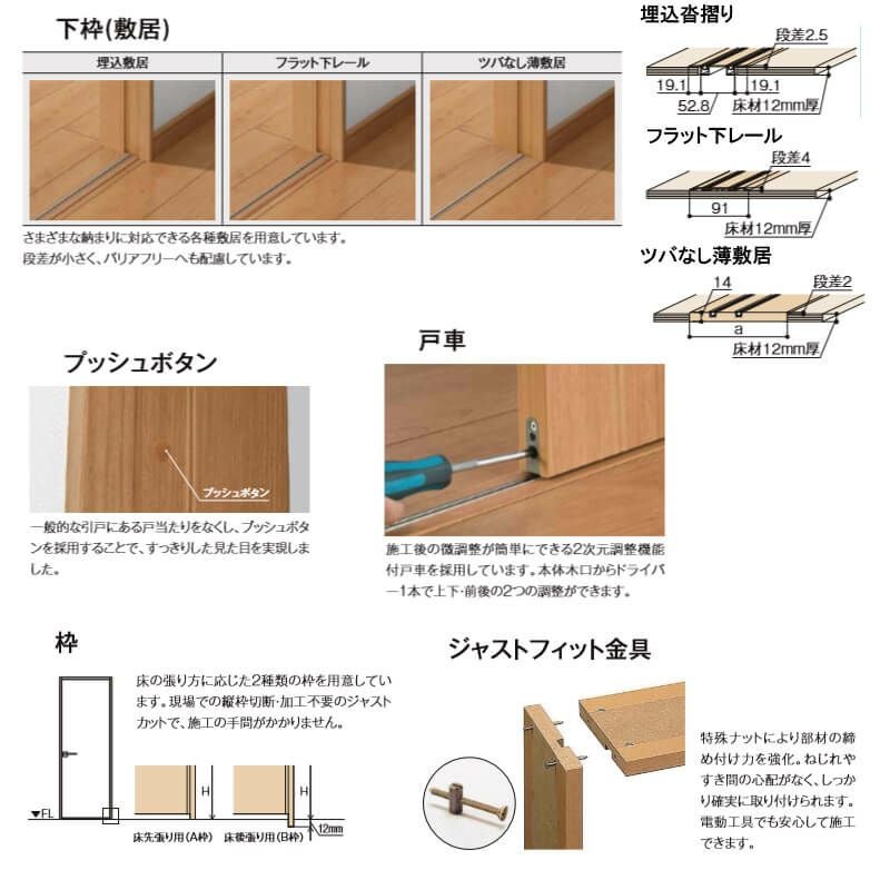 建具 室内引戸 TA Vレール方式 ノンケーシング枠 片引戸 2枚建/EAA 