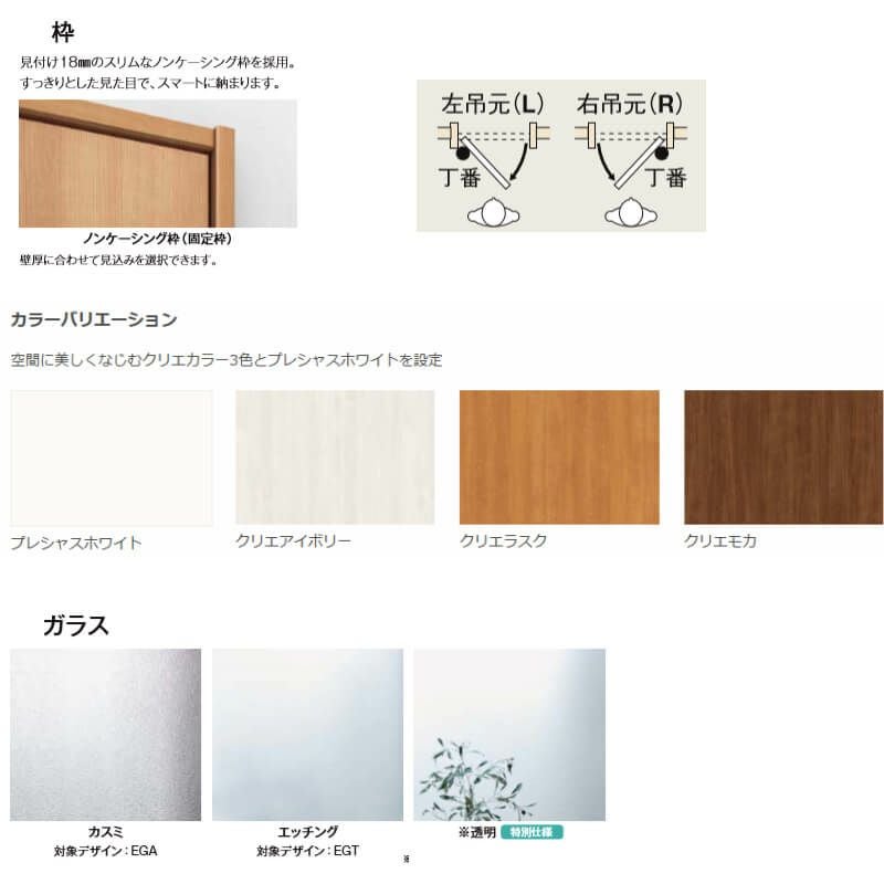 建具 室内ドア TA ノンケーシング枠 標準ドア/EGT(エッチングガラス