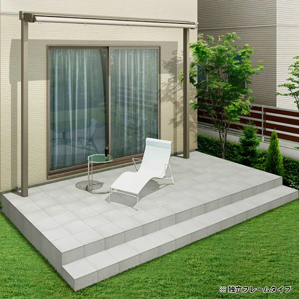 オーニング リクシル 彩風CR型 手動式 アクアシャイン 1.5間 間口2730mm 出幅1.25/1.5/2.0m 庇 日除け 窓 後付け 雨よけ おしゃれ リフォーム DIY 8枚目