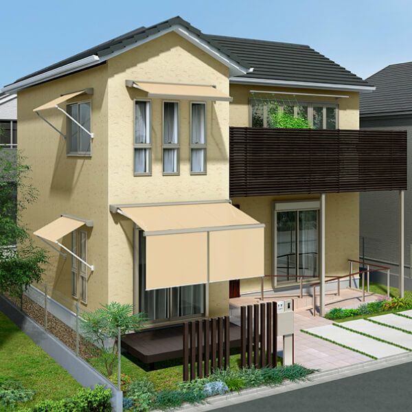 オーニング リクシル 彩風CR型 手動式 ポリエステル 1.0間 間口1820mm 出幅1.25m 庇 日除け 窓 後付け 雨よけ おしゃれ リフォーム DIY 2枚目