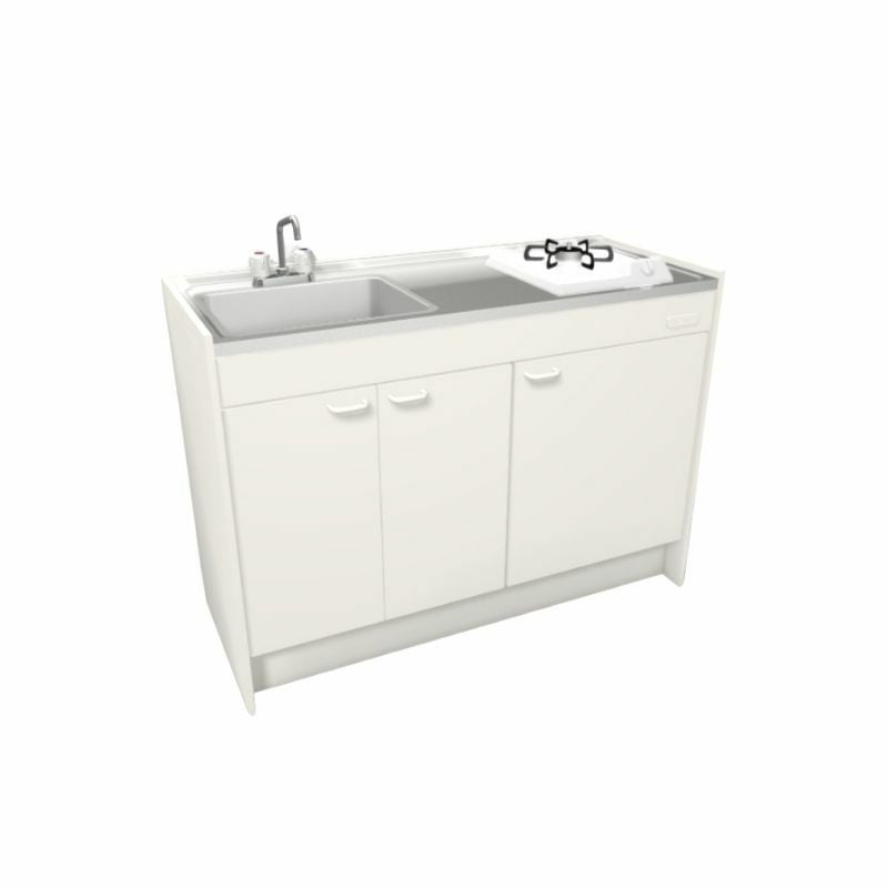 LIXIL ミニキッチン ハーフユニット 扉タイプ 間口105cm(1050mm) ガスコンロ DMK10HEW(B/E)(1/2)Ｄ◆(R/L) コンパクトキッチン 流し台 リフォーム