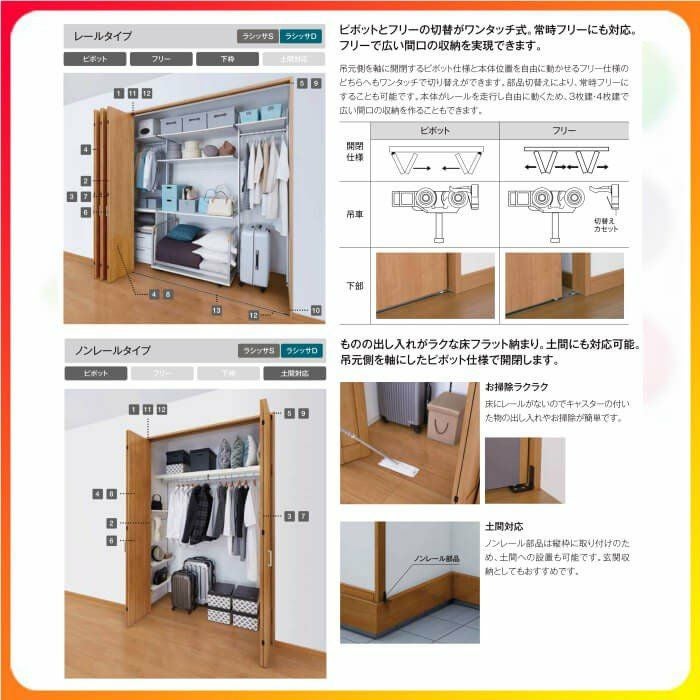 クローゼットドア 4枚 折れ戸 ラシッサ D ヴィンティア ノンレール