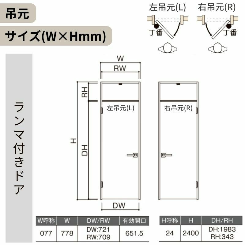 LIXIL ランマ付 室内ドア ラシッサS ケーシング付枠 LGL 片開き 錠付き