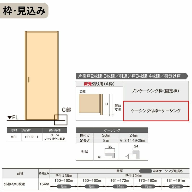 可動間仕切り LIXIL 室内引戸 上吊方式 引違い戸3枚建 ラシッサS