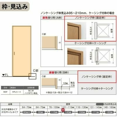 室内引戸 片引き戸 標準タイプ Vレール方式 ラシッサS パネルタイプ LAA ノンケーシング枠 1220/1320/1420/1620/1820 リクシル トステム 片引戸 ドア LIXIL/TOSTEM リビング建材 室内建具 戸 扉 ドア リフォーム DIY 8枚目