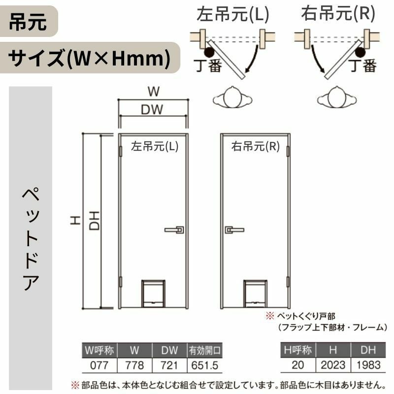 LIXIL ペットドア ラシッサS ノンケーシング枠 LAA 片開き 旗丁番仕様