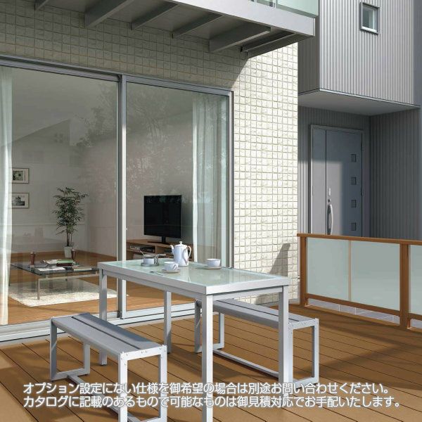 ウッドデッキ リクシル レストステージ 3.5間 7尺 W間口6196×D出幅2103.5mm 標準束柱 床板キャップ アルミ形材基礎 LIXIL 人工木材 縁台 おしゃれ DIY 8枚目