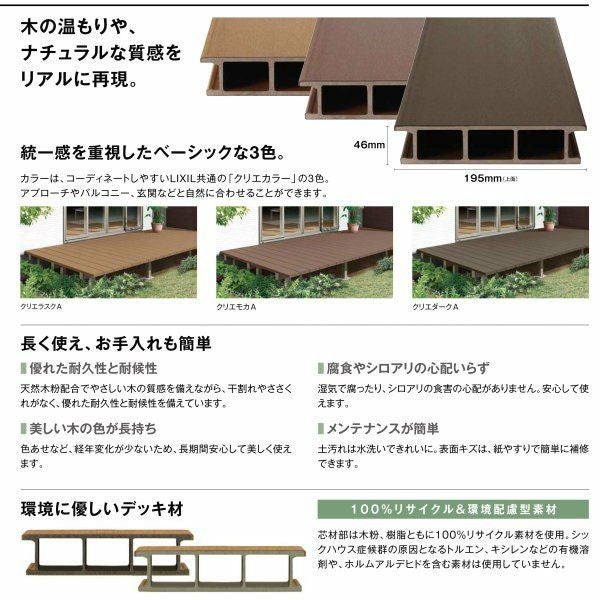 ウッドデッキ リクシル レストステージ 4.0間 6尺 W間口7196×D出幅1803.5mm 標準束柱 床板キャップ アルミ形材基礎 LIXIL 人工木材 縁台 おしゃれ DIY 3枚目