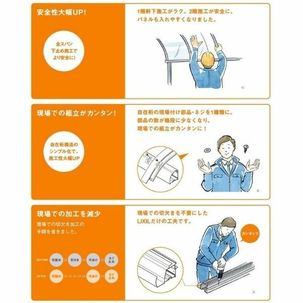 テラス屋根 スピーネ リクシル 間口4000×出幅2685mm テラスタイプ 屋根R型 耐積雪対応強度50cm 標準柱 リフォーム DIY 4枚目