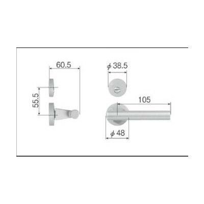 LIXIL/TOSTEM リビング建材用部品 ドア ハンドル：スタイルGタイプ把手簡易錠[MZTZTGK52] [リクシル][トステム] 2枚目