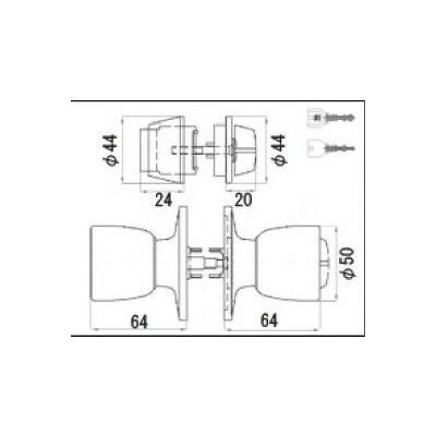 LIXIL/TOSTEM ドア引戸用部品 錠 玄関店舗勝手口テラスドア 把手：19用握り玉セット19C[DASZ003A] [リクシル][トステム]