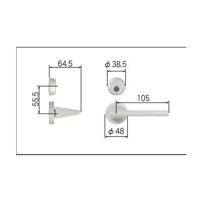 LIXIL/TOSTEM リビング建材用部品 ドア ハンドル：スタイルFタイプ把手シリンダー錠[MZTZTFC52] [リクシル][トステム] 2枚目