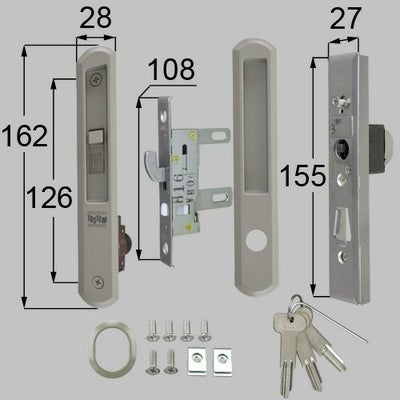 LIXIL/TOSTEM製玄関引戸用引手・引手錠 引手内外錠・召合せ外錠セット L1Y64【リクシル】【トステム】 2枚目