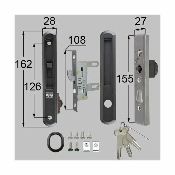 LIXIL/TOSTEM製玄関引戸用引手・引手錠 引手内外錠・召合せ外錠セット L1Y49【リクシル】【トステム】