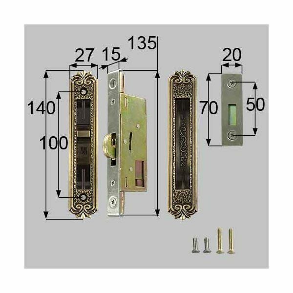 LIXIL/TOSTEM製玄関引戸用引手錠 引戸引手内錠セット L2Y09【リクシル】【トステム】