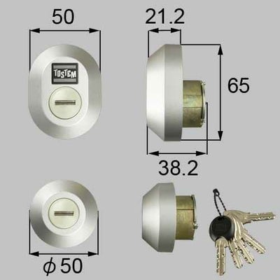 LIXIL/TOSTEM製玄関ドア用ドア錠セット（MIWA DNシリンダー） Z-1A4-DCTC【リクシル】【トステム】